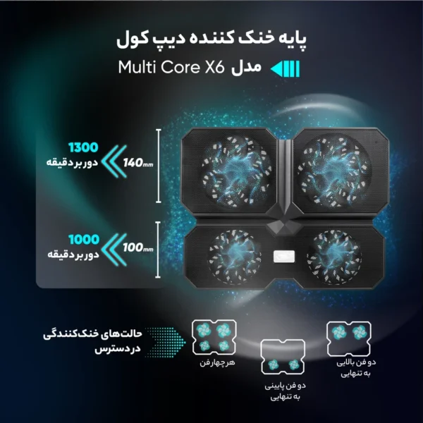 پایه خنک کننده دیپ کول مدل Multi Core X6